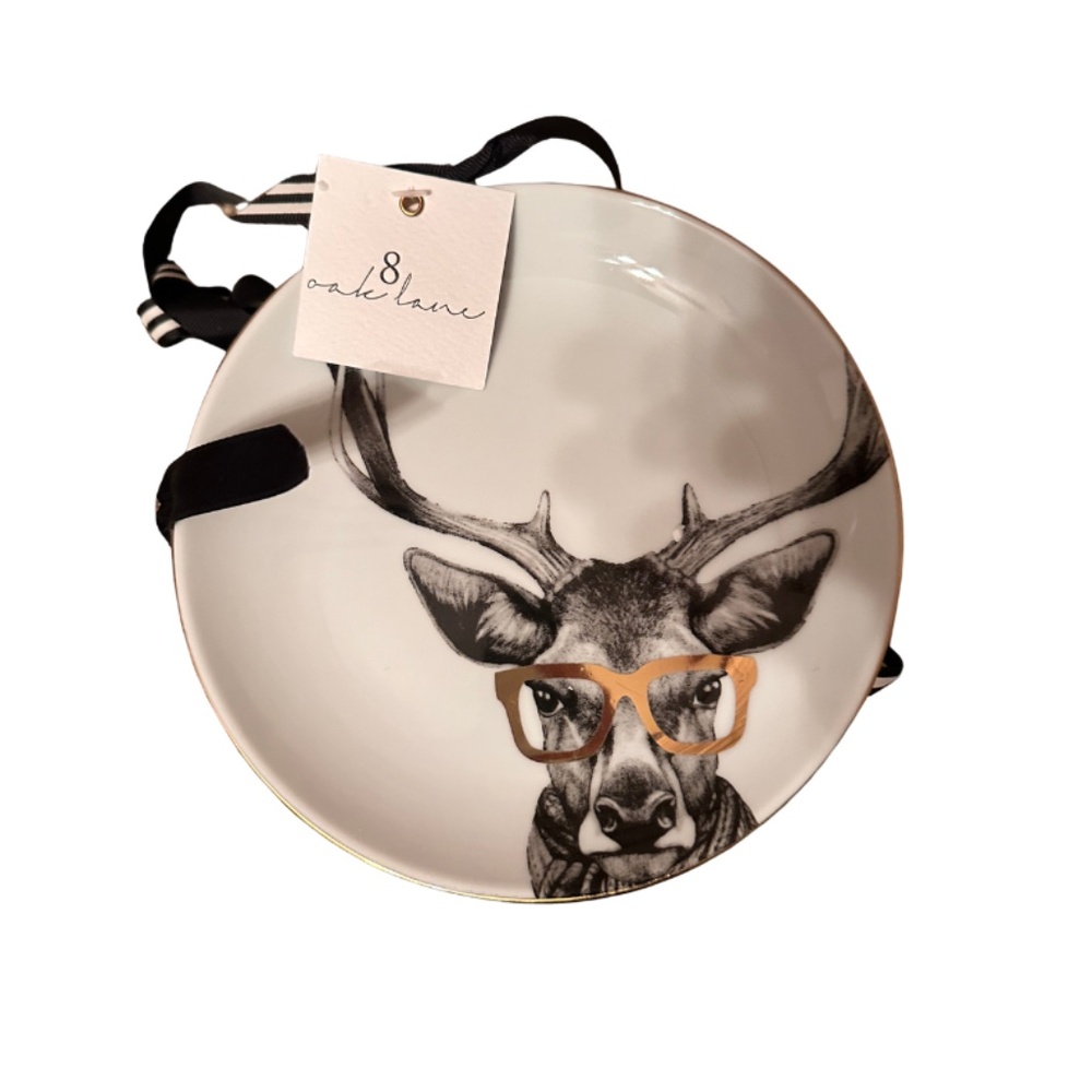 NEW 8 Oak Lane Critters Gold and White Dessert Plates - Set of 4